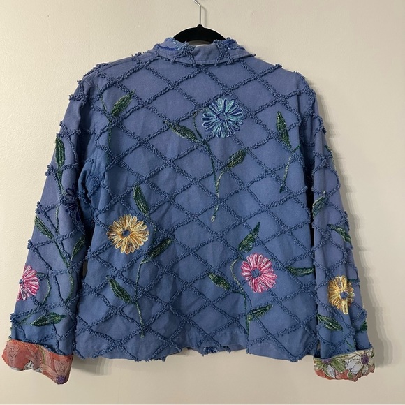 Tantrums Vintage Long Sleeve Blue Embroidered Floral Button Up Jacket Sz M GUC - Picture 7 of 7